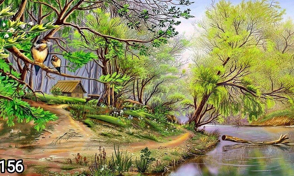Диамантен гоблен „Синигери край реката“ 156 · 50×40 см