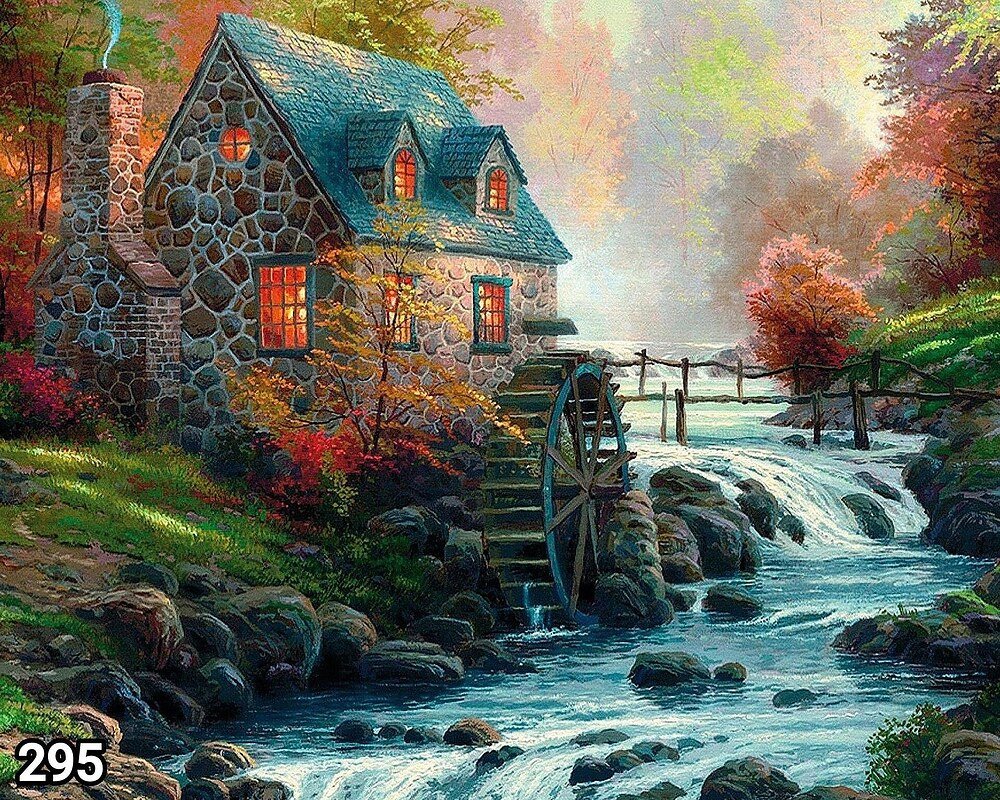 Диамантен гоблен „Воденицата при потока“ 295 · 50×40 см