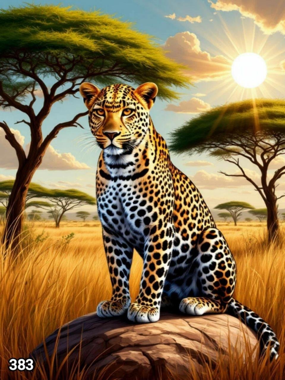 Диамантен гоблен „Леопард в саваната“ 383 · 30×40 см