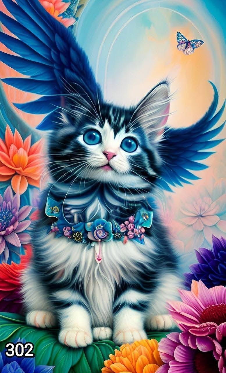 Диамантен гоблен „Котенце с криле“ 302 · 30×40 см