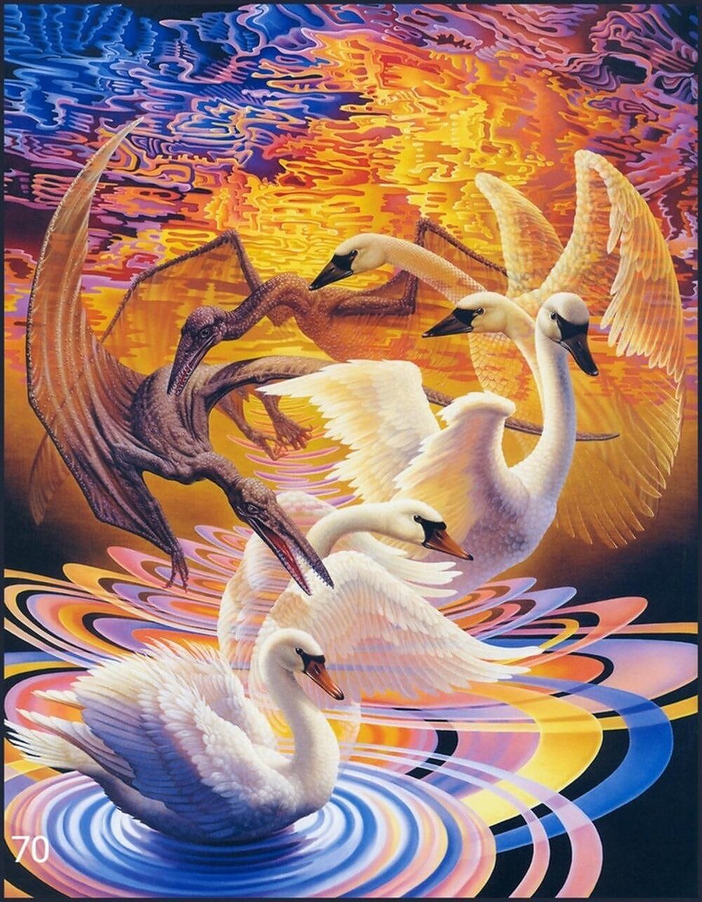 Диамантен гоблен „Лебеди на дъгата“ 70 · 50×40 см