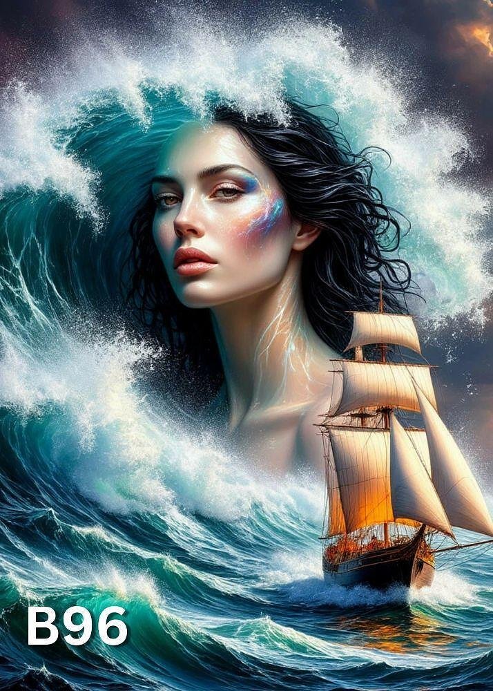Диамантен гоблен „Морската дева и корабът“ B96 · 25×35 см