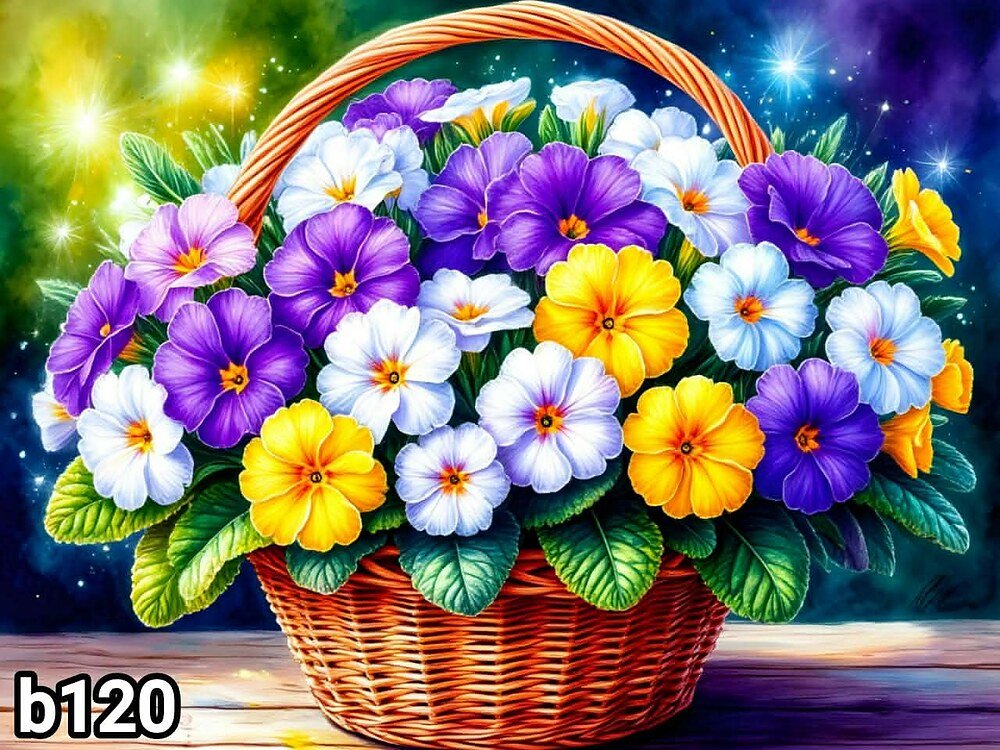 Диамантен гоблен „Иглики в кошница“ B120 · 30×40 см