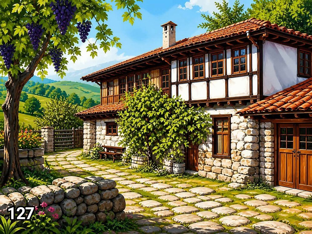 Диамантен гоблен „Възрожденска къща“ 127 · 50×40 см