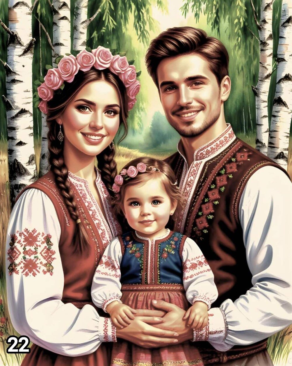 Диамантен гоблен „Семейство в носии“ 22 · 50×40 см