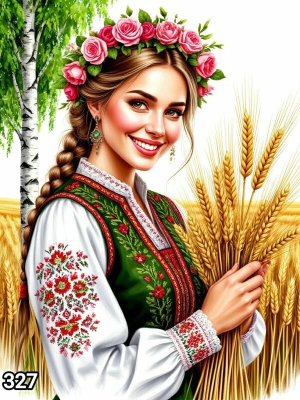 Диамантен гоблен „Девойка с венец от рози“ 327 · 30×40 см