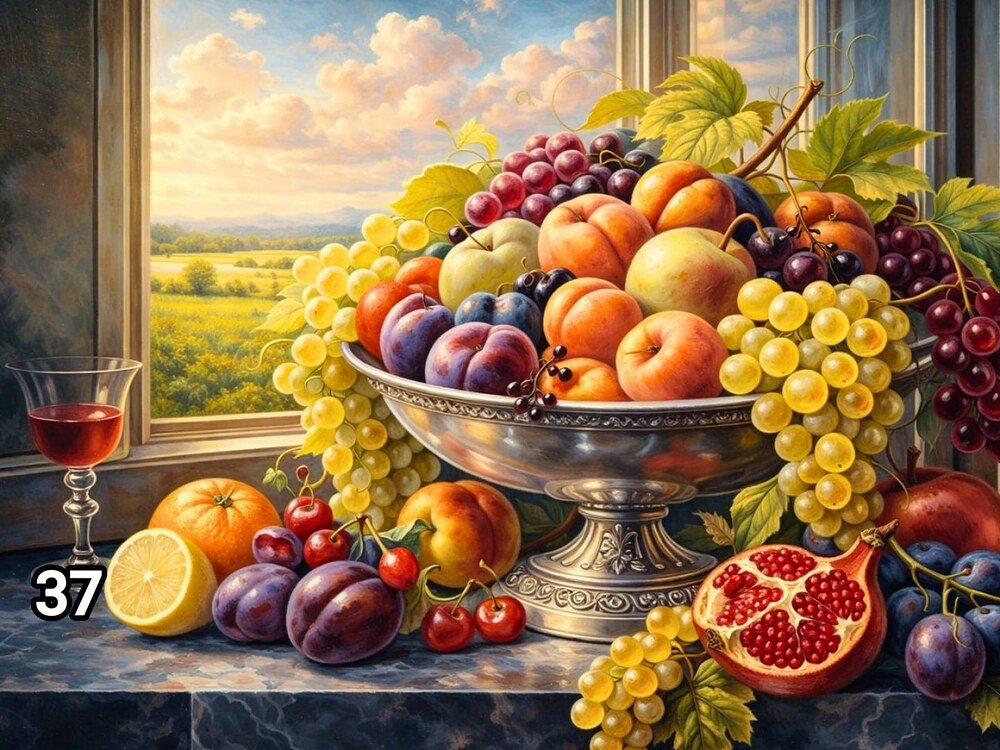 Диамантен гоблен „Фруктиера с грозде и нарове“ 37 · 30×40 см