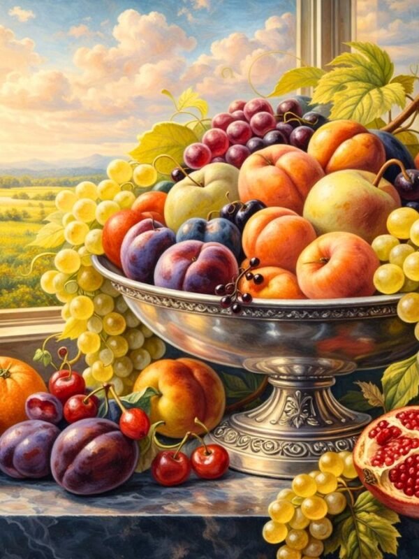 Диамантен гоблен „Фруктиера с грозде и нарове“ 37 · 30×40 см