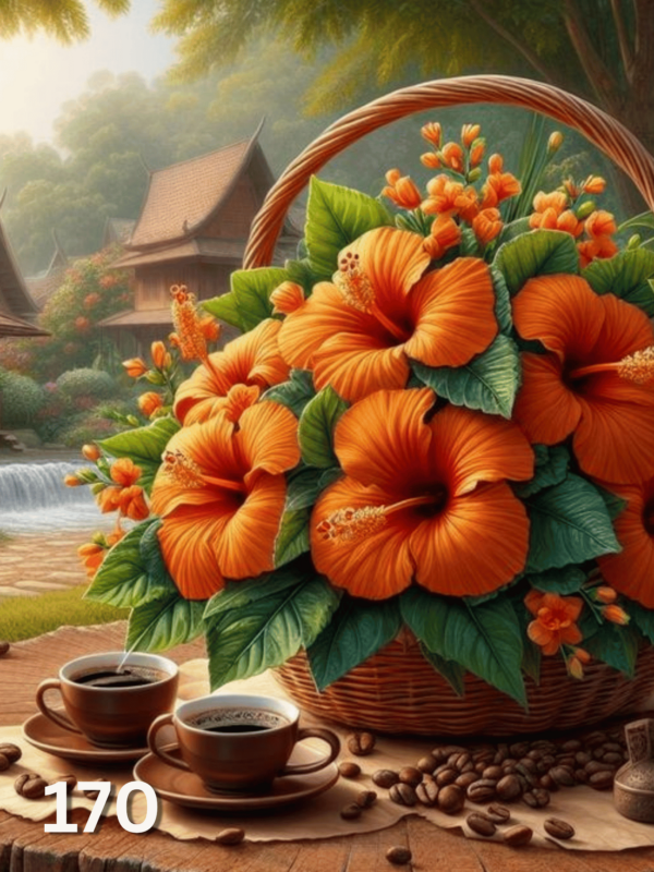 Диамантен гоблен „Хибискус в кошница“ 170 · 30×40 см