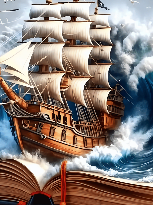 Диамантен гоблен „Кораб от страниците“ 109 · 30×40 см