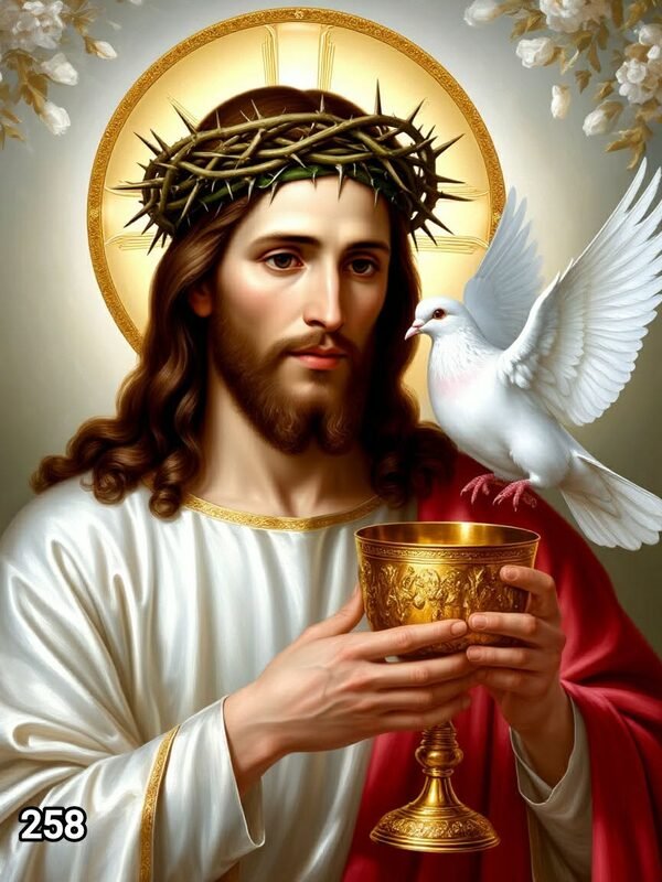 Диамантен гоблен „Христос с чаша и гълъб“ 258 · 30×40 см