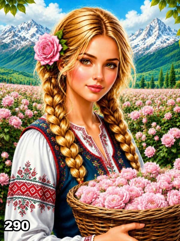 Диамантен гоблен „Златокоса розоберачка“ 290 · 30×40 см