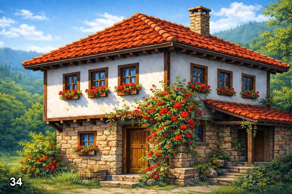 Диамантен гоблен „Къщата с мушкато“ 34 · 50×40 см