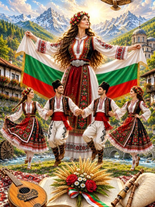 Диамантен гоблен „Българско хоро с трибагреника“ 306 · 60×90 см
